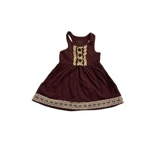 Sew Sassy Boutique Baby Girl Dress Plum Burgundy Ruffle & Lace  Size 12M Pockets